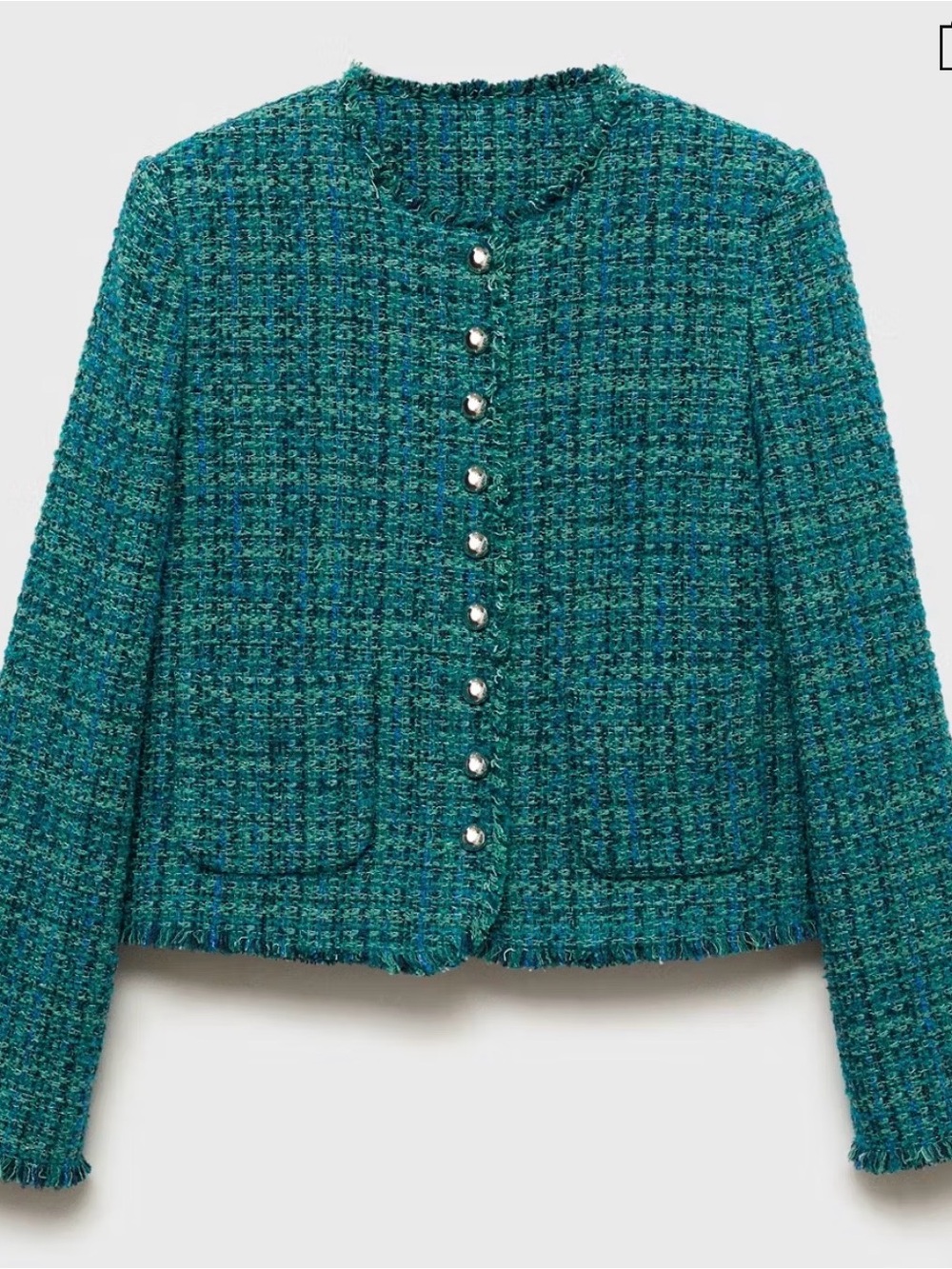 Mango Teal Tweed Jacket